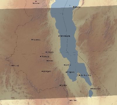 Map of the eclipse path across Malawi on 03/22/2118