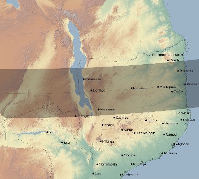 Map of the eclipse path across Mozambique on 03/22/2118