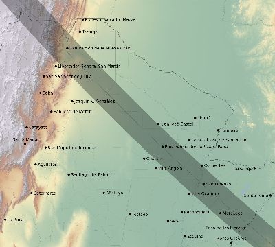 Map of the eclipse path across Argentina on 09/15/2118