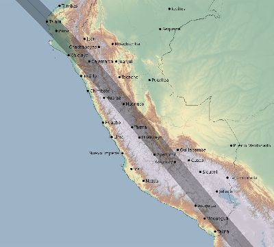 Map of the eclipse path across Peru on 09/15/2118