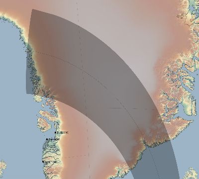 Map of the eclipse path across Greenland on 03/11/2119