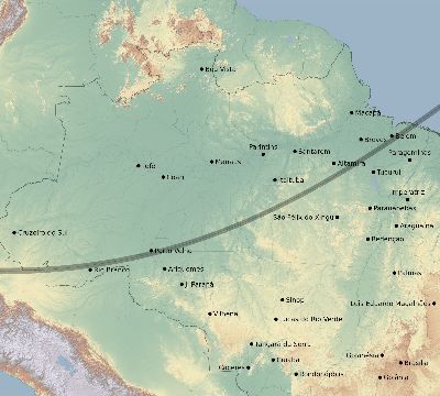 Map of the eclipse path across Brazil on 01/08/2122