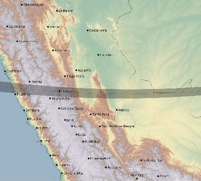 Map of the eclipse path across Peru on 01/08/2122