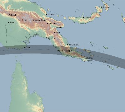Map of the eclipse path across Papua New Guinea on 07/04/2122