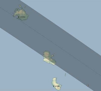 Map of the eclipse path across Vanuatu on 07/04/2122