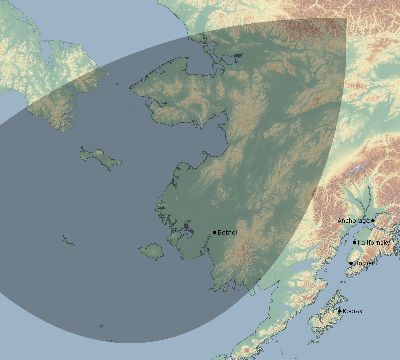 Map of the eclipse path across United States on 12/28/2122