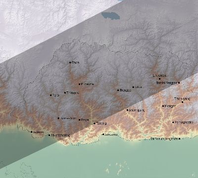 Map of the eclipse path across Bhutan on 05/14/2124