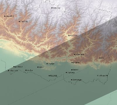 Map of the eclipse path across Nepal on 05/14/2124