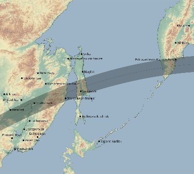 Map of the eclipse path across Russia on 05/14/2124