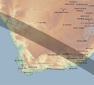 Map of the eclipse path across South Africa on 11/06/2124
