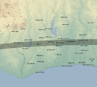 Map of the eclipse path across Côte d'Ivoire (Ivory Coast) on 05/03/2125