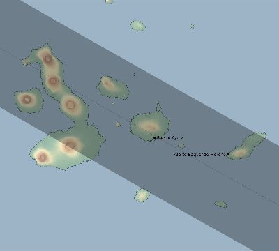 Map of the eclipse path across Ecuador on 10/26/2125