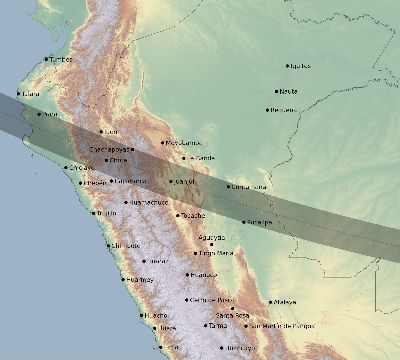 Map of the eclipse path across Peru on 10/26/2125