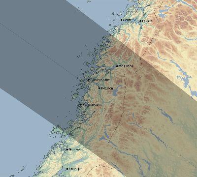 Map of the eclipse path across Norway on 10/16/2126