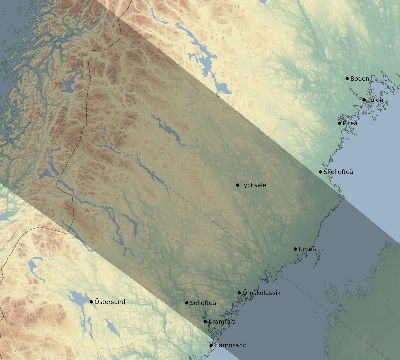 Map of the eclipse path across Sweden on 10/16/2126