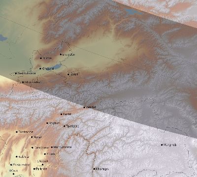 Map of the eclipse path across Tajikistan on 10/16/2126