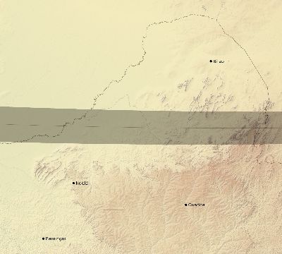 Map of the eclipse path across Central African Republic on 03/01/2128