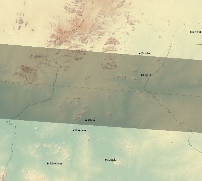 Map of the eclipse path across Cameroon on 03/01/2128
