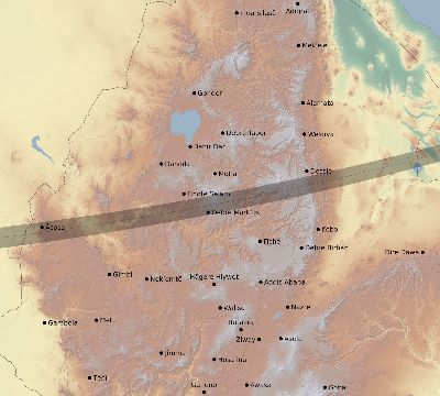 Map of the eclipse path across Ethiopia on 03/01/2128