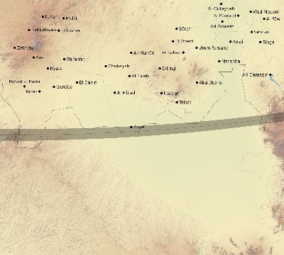 Map of the eclipse path across Sudan on 03/01/2128