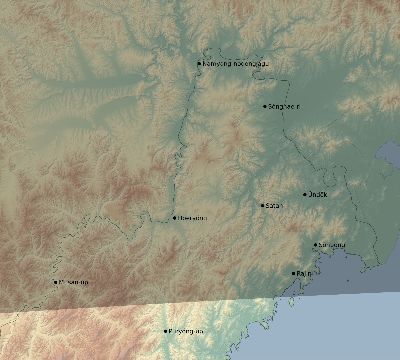 Map of the eclipse path across North Korea on 08/15/2129