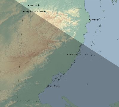 Map of the eclipse path across Belize on 12/19/2131
