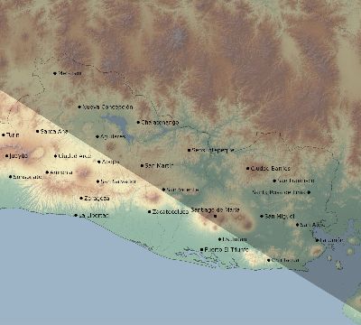 Map of the eclipse path across El Salvador on 12/19/2131