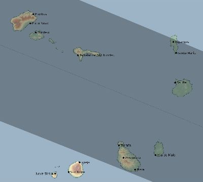 Map of the eclipse path across Cape Verde on 06/13/2132