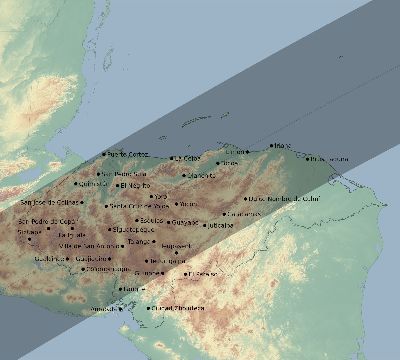 Map of the eclipse path across Honduras on 06/13/2132