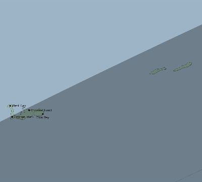 Map of the eclipse path across Cayman Islands on 06/13/2132