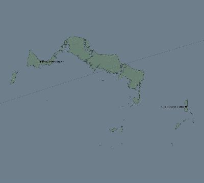 Map of the eclipse path across Turks and Caicos Islands on 06/13/2132