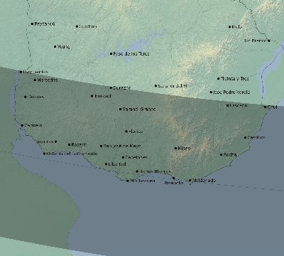 Map of the eclipse path across Uruguay on 12/07/2132