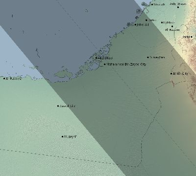 Map of the eclipse path across United Arab Emirates on 10/07/2135
