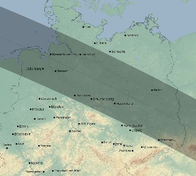 Map of the eclipse path across Germany on 10/07/2135