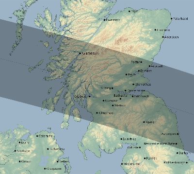 Map of the eclipse path across United Kingdom on 10/07/2135