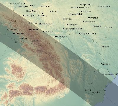 Map of the eclipse path across Ukraine on 10/07/2135