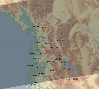 Map of the eclipse path across Albania on 04/01/2136