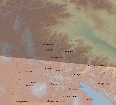 Map of the eclipse path across Armenia on 04/01/2136