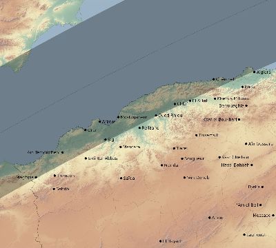 Map of the eclipse path across Algeria on 04/01/2136