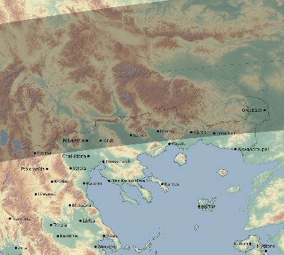 Map of the eclipse path across Greece on 04/01/2136