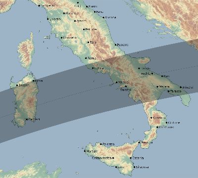 Map of the eclipse path across Italy on 04/01/2136