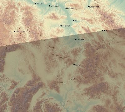 Map of the eclipse path across Serbia on 04/01/2136