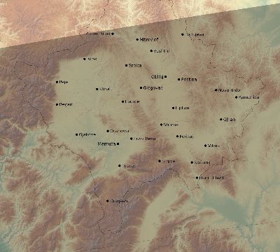 Map of the eclipse path across Kosovo on 04/01/2136