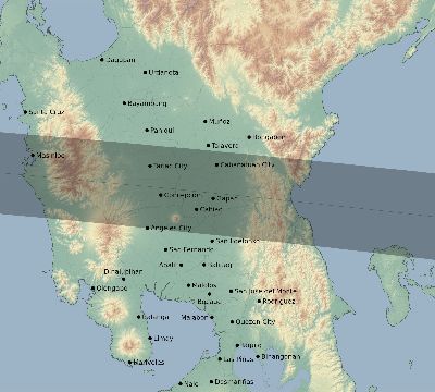 Map of the eclipse path across Philippines on 09/26/2136