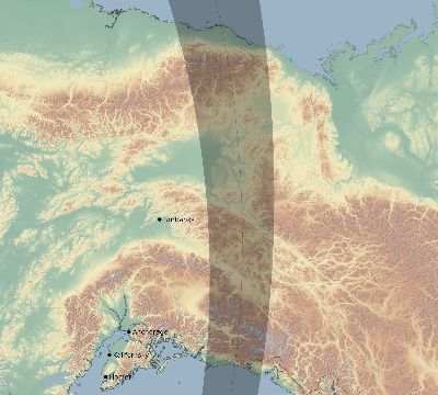Map of the eclipse path across United States on 03/21/2137