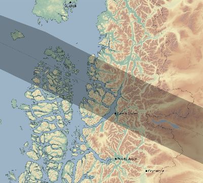 Map of the eclipse path across Chile on 01/30/2139