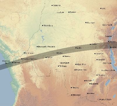 Map of the eclipse path across DR Congo on 07/14/2140