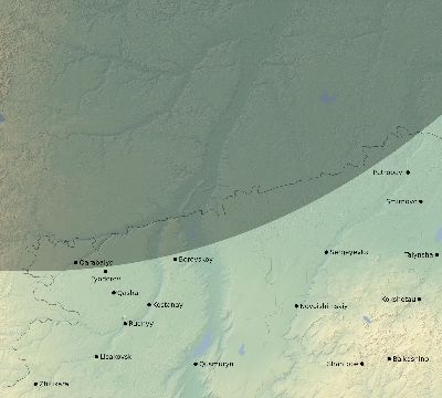 Map of the eclipse path across Kazakhstan on 01/08/2141