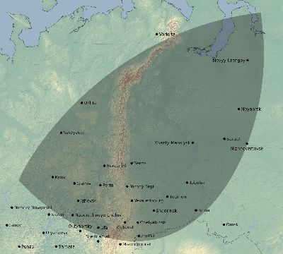 Map of the eclipse path across Russia on 01/08/2141