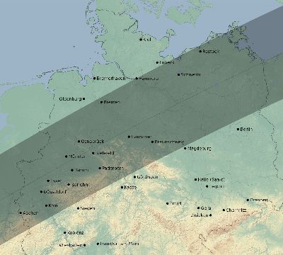 Map of the eclipse path across Germany on 05/25/2142